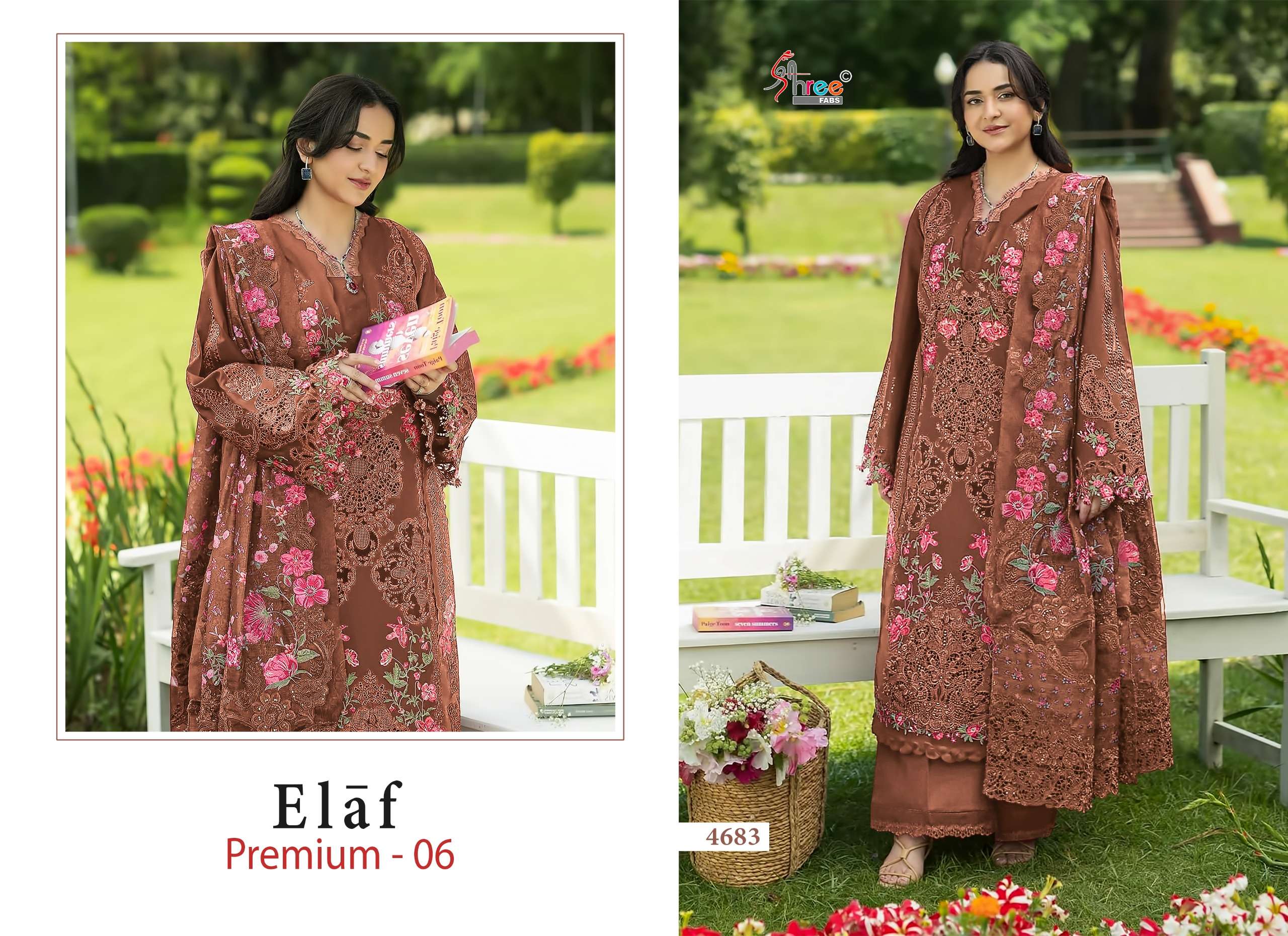 SHREE FABS ELAF PREMIUM VOL 6 COTTON HEAVY EMBROIDERY DESIGNER PAKISTANI SUIT