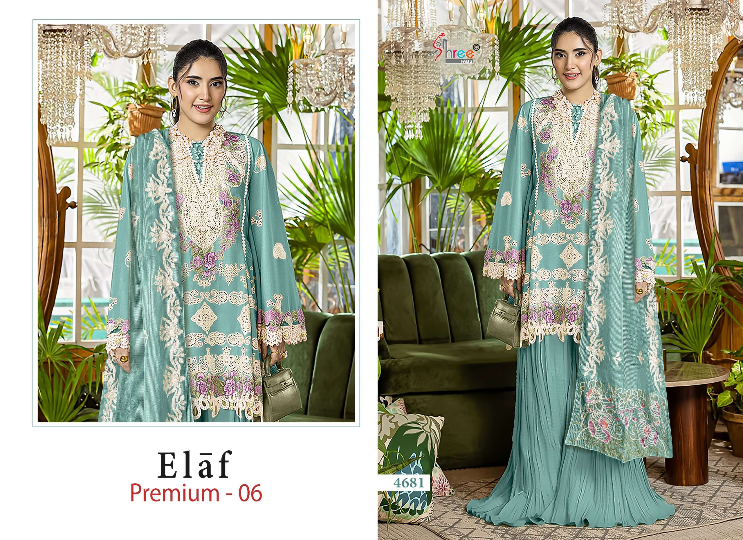 SHREE FABS ELAF PREMIUM VOL 6 COTTON HEAVY EMBROIDERY DESIGNER PAKISTANI SUIT