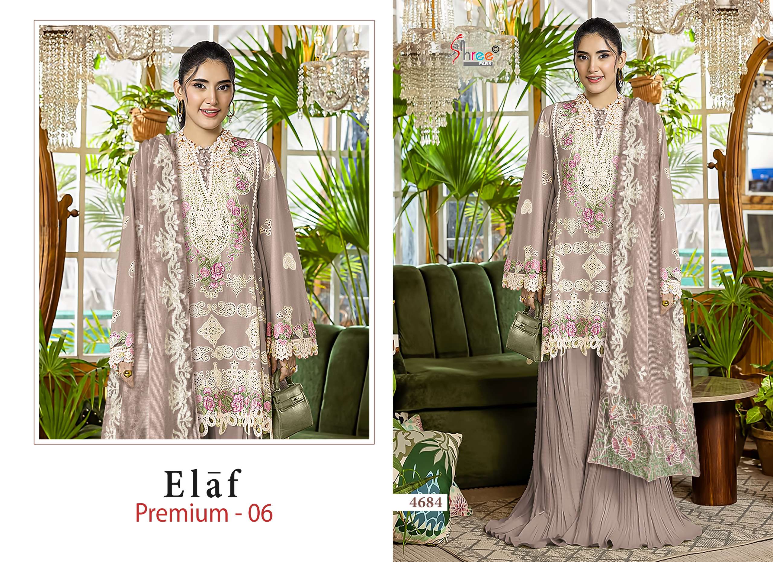 SHREE FABS ELAF PREMIUM VOL 6 COTTON HEAVY EMBROIDERY DESIGNER PAKISTANI SUIT