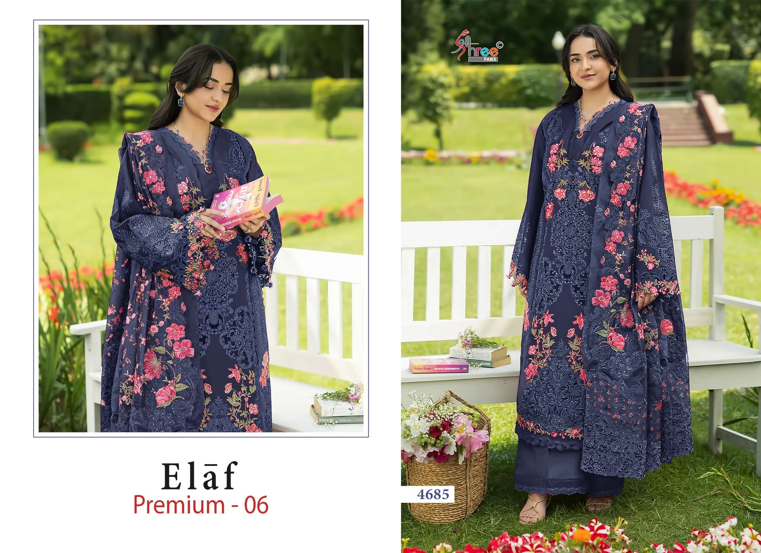 SHREE FABS ELAF PREMIUM VOL 6 COTTON HEAVY EMBROIDERY DESIGNER PAKISTANI SUIT