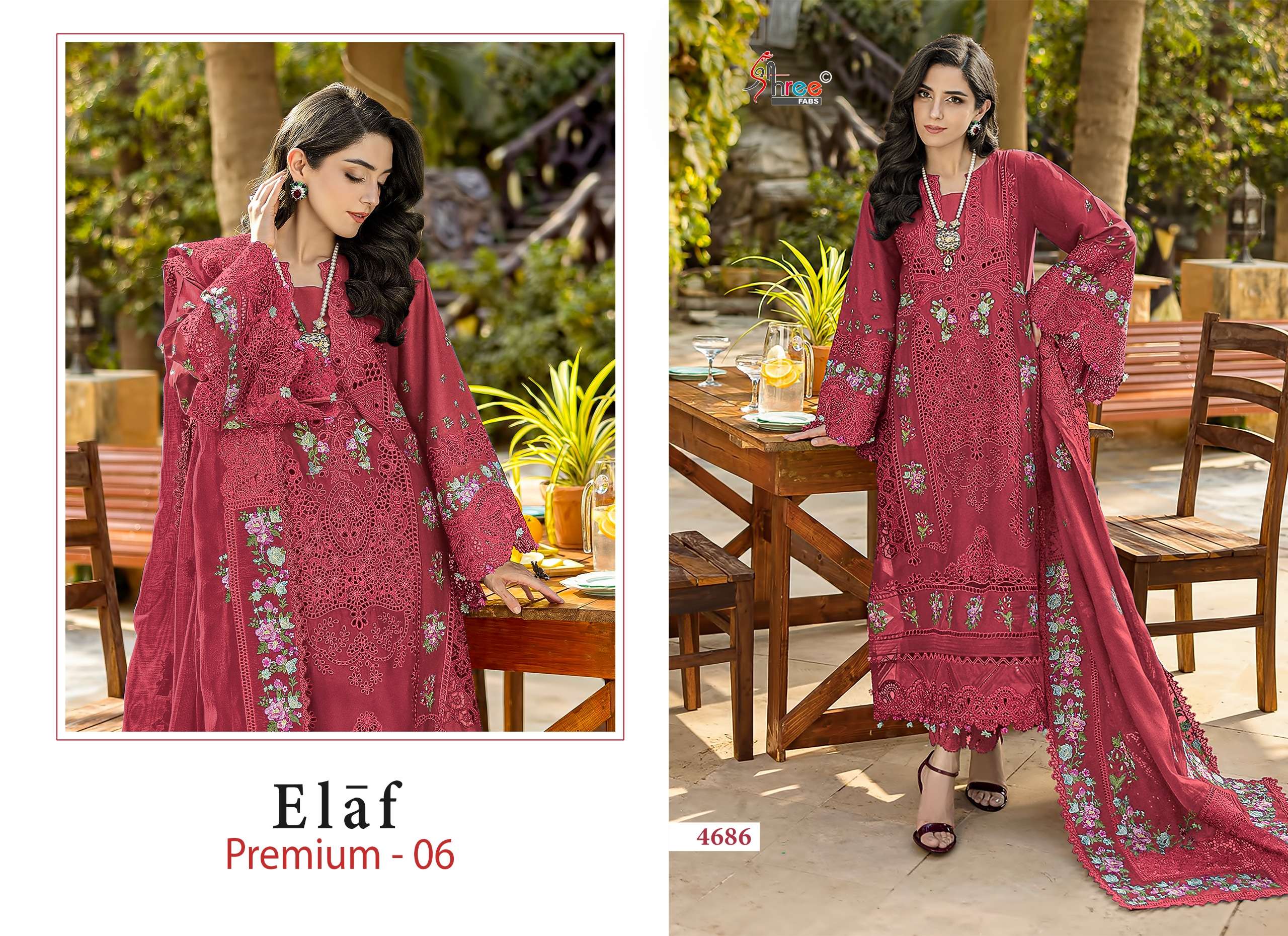 SHREE FABS ELAF PREMIUM VOL 6 COTTON HEAVY EMBROIDERY DESIGNER PAKISTANI SUIT