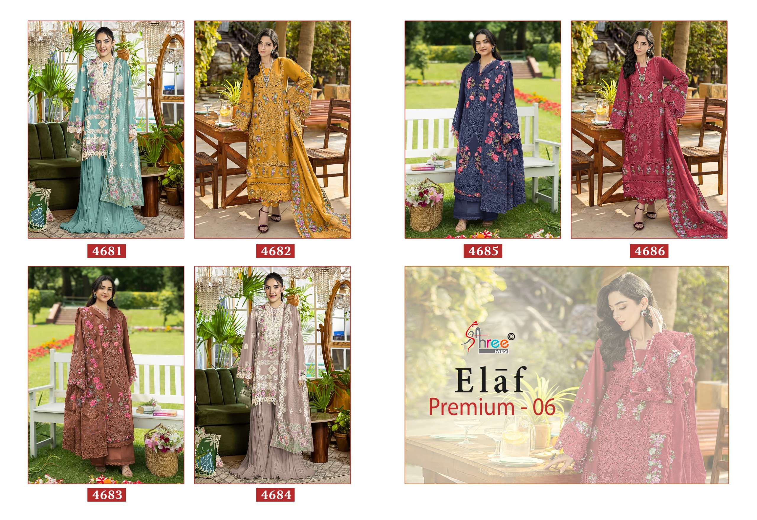 SHREE FABS ELAF PREMIUM VOL 6 COTTON HEAVY EMBROIDERY DESIGNER PAKISTANI SUIT