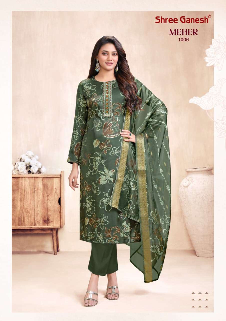 SHREE GANESH MEHER VOL 1 ROMAN SILK DESIGNER WORK READY MADE LADIES SUIT