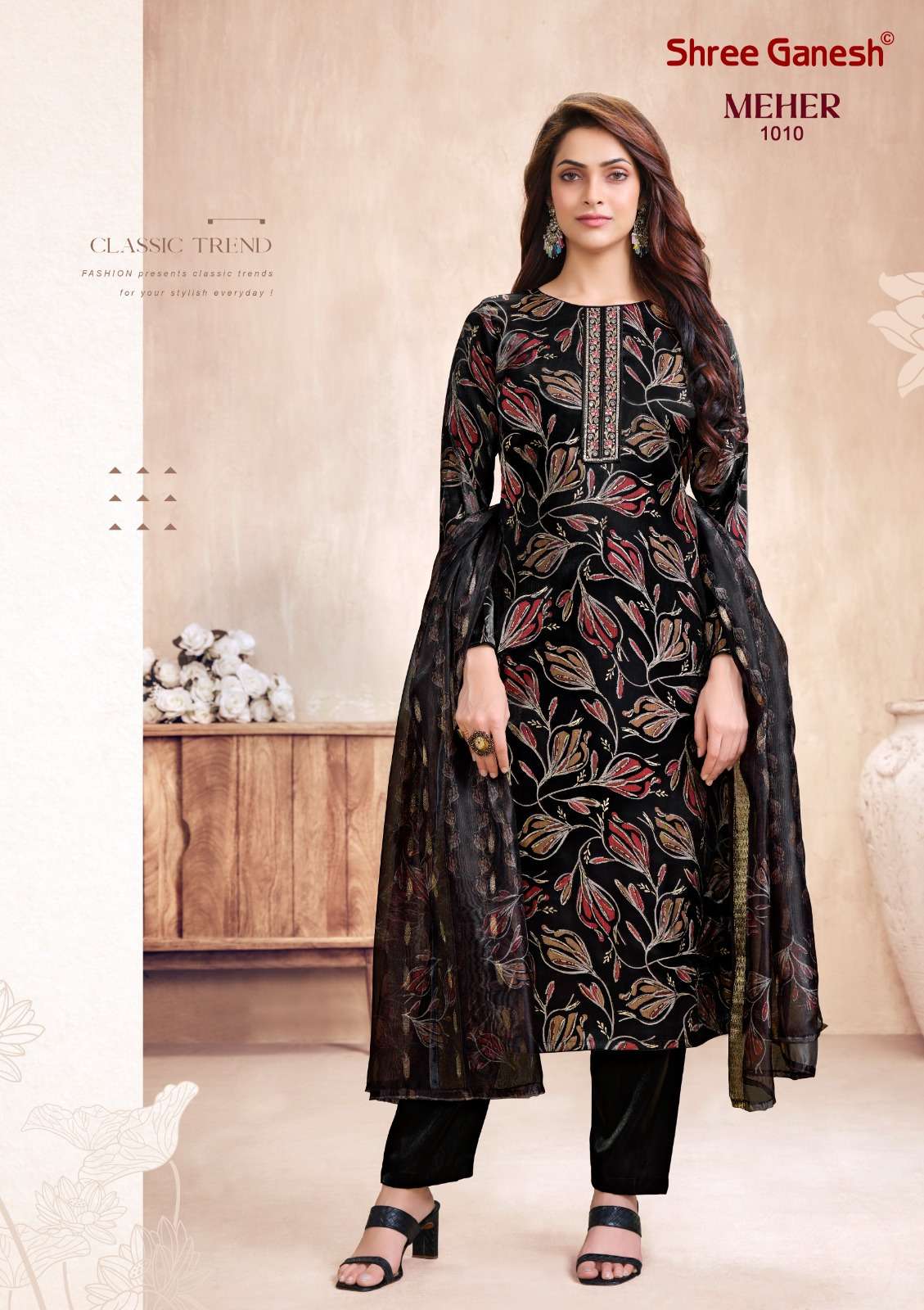 SHREE GANESH MEHER VOL 1 ROMAN SILK DESIGNER WORK READY MADE LADIES SUIT