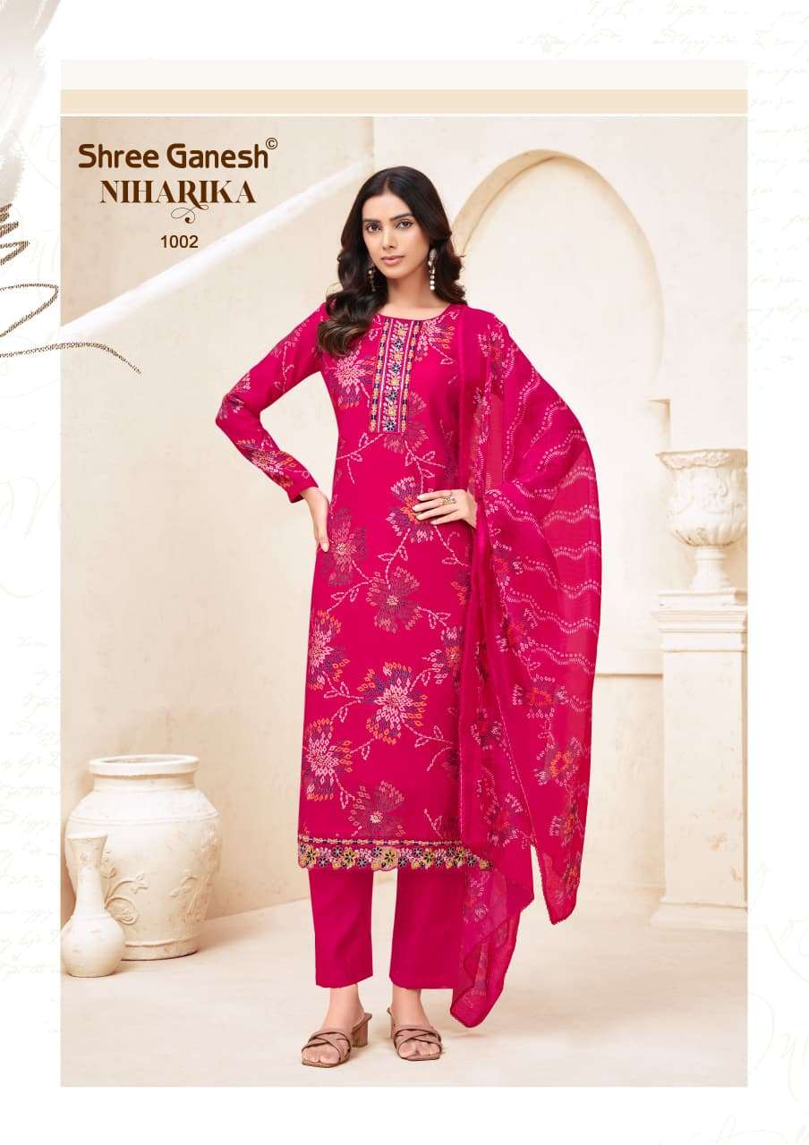SHREE GANESH NIHARIKA VOL 1 CHANDERI SILK KURTI BOTTOM AND DUPATTA SET 