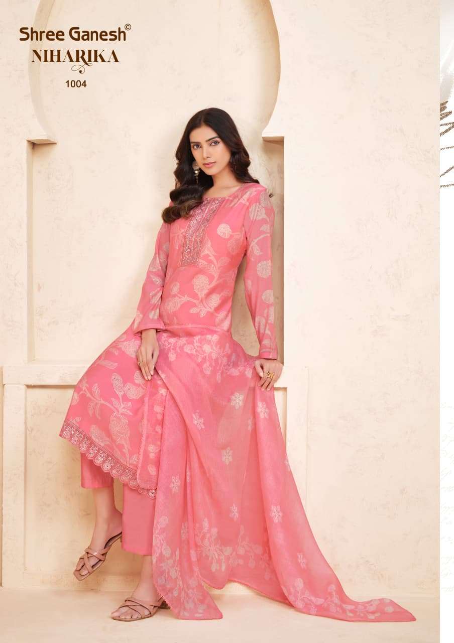 SHREE GANESH NIHARIKA VOL 1 CHANDERI SILK KURTI BOTTOM AND DUPATTA SET 