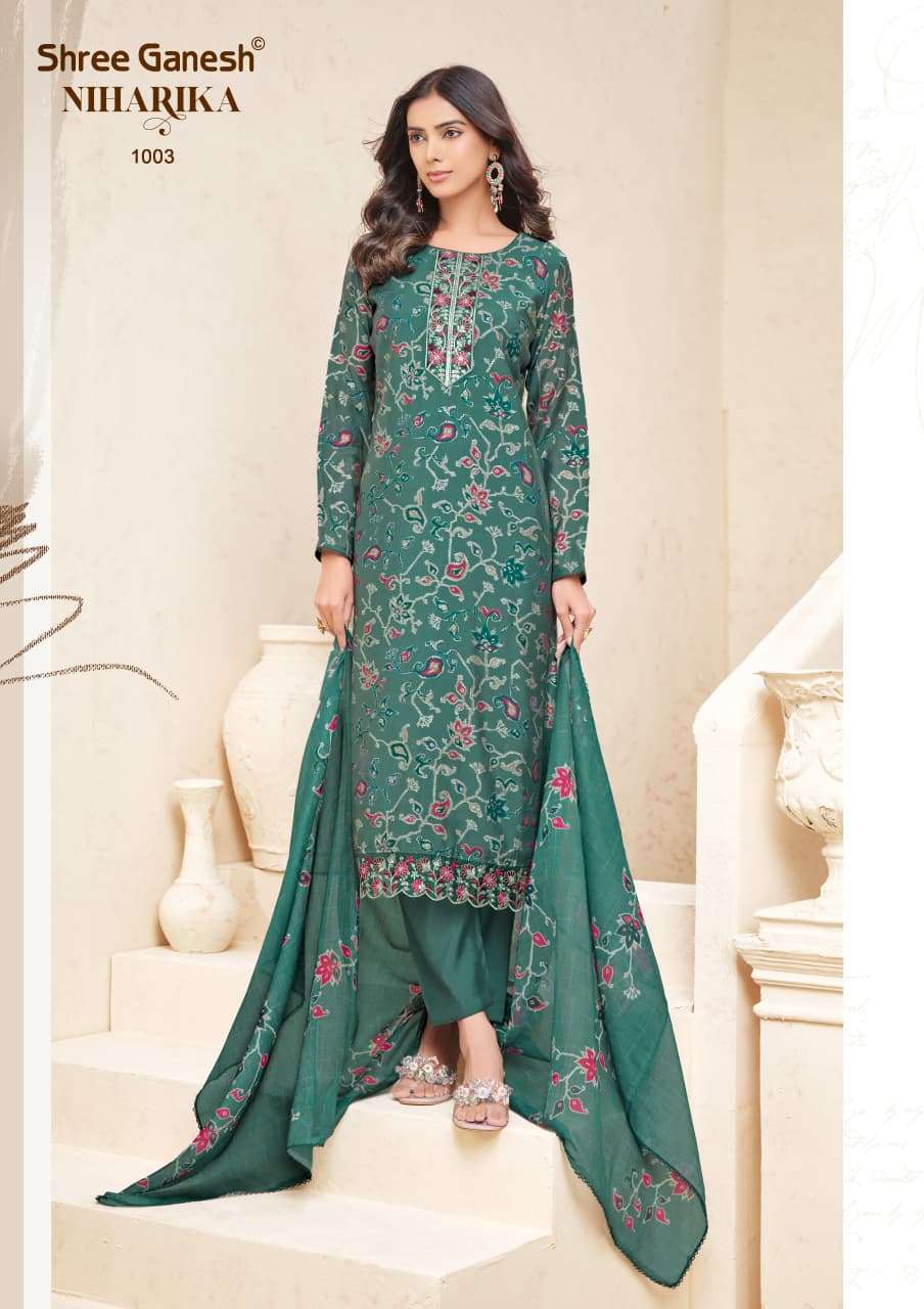 SHREE GANESH NIHARIKA VOL 1 CHANDERI SILK KURTI BOTTOM AND DUPATTA SET 