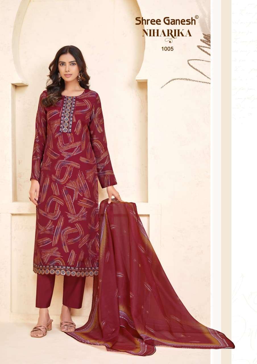 SHREE GANESH NIHARIKA VOL 1 CHANDERI SILK KURTI BOTTOM AND DUPATTA SET 
