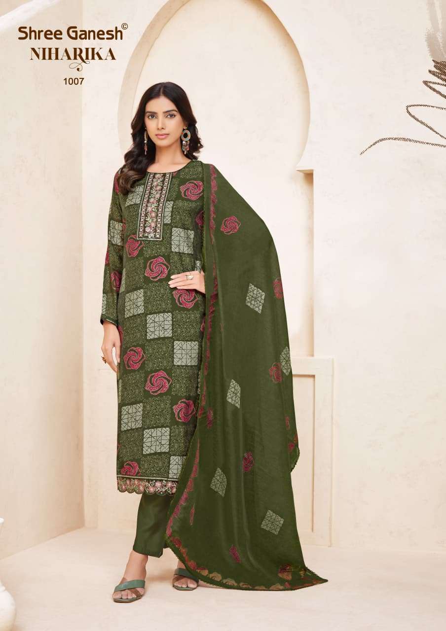 SHREE GANESH NIHARIKA VOL 1 CHANDERI SILK KURTI BOTTOM AND DUPATTA SET 