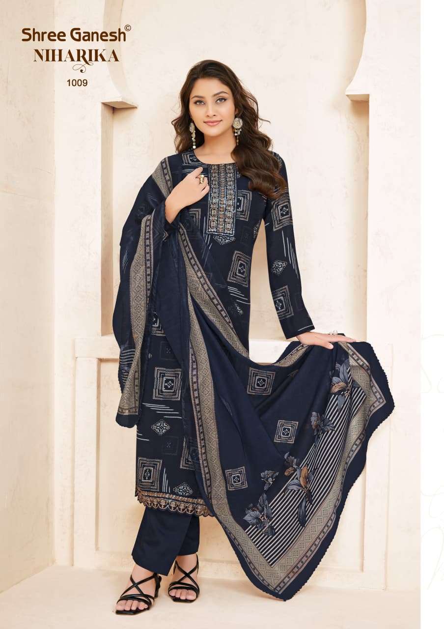 SHREE GANESH NIHARIKA VOL 1 CHANDERI SILK KURTI BOTTOM AND DUPATTA SET 