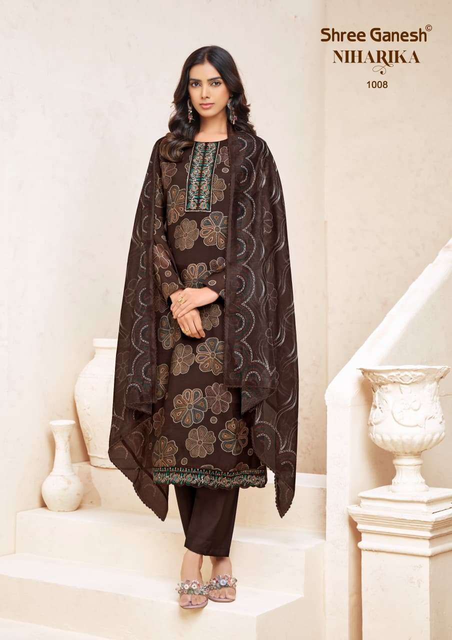 SHREE GANESH NIHARIKA VOL 1 CHANDERI SILK KURTI BOTTOM AND DUPATTA SET 