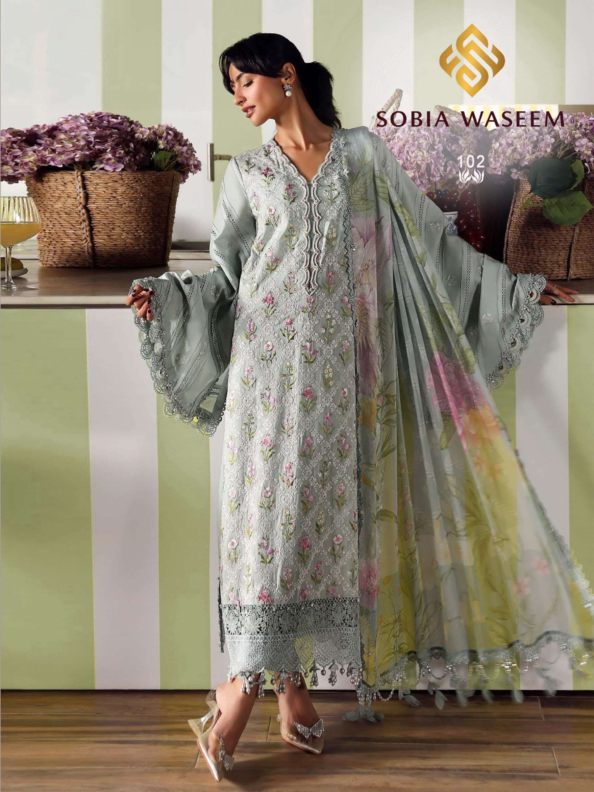 SOBIA WASEEM M PRINT VOL 1 LAWN COTTON DIGITAL KARACHI PRINT SALWAR SUIT