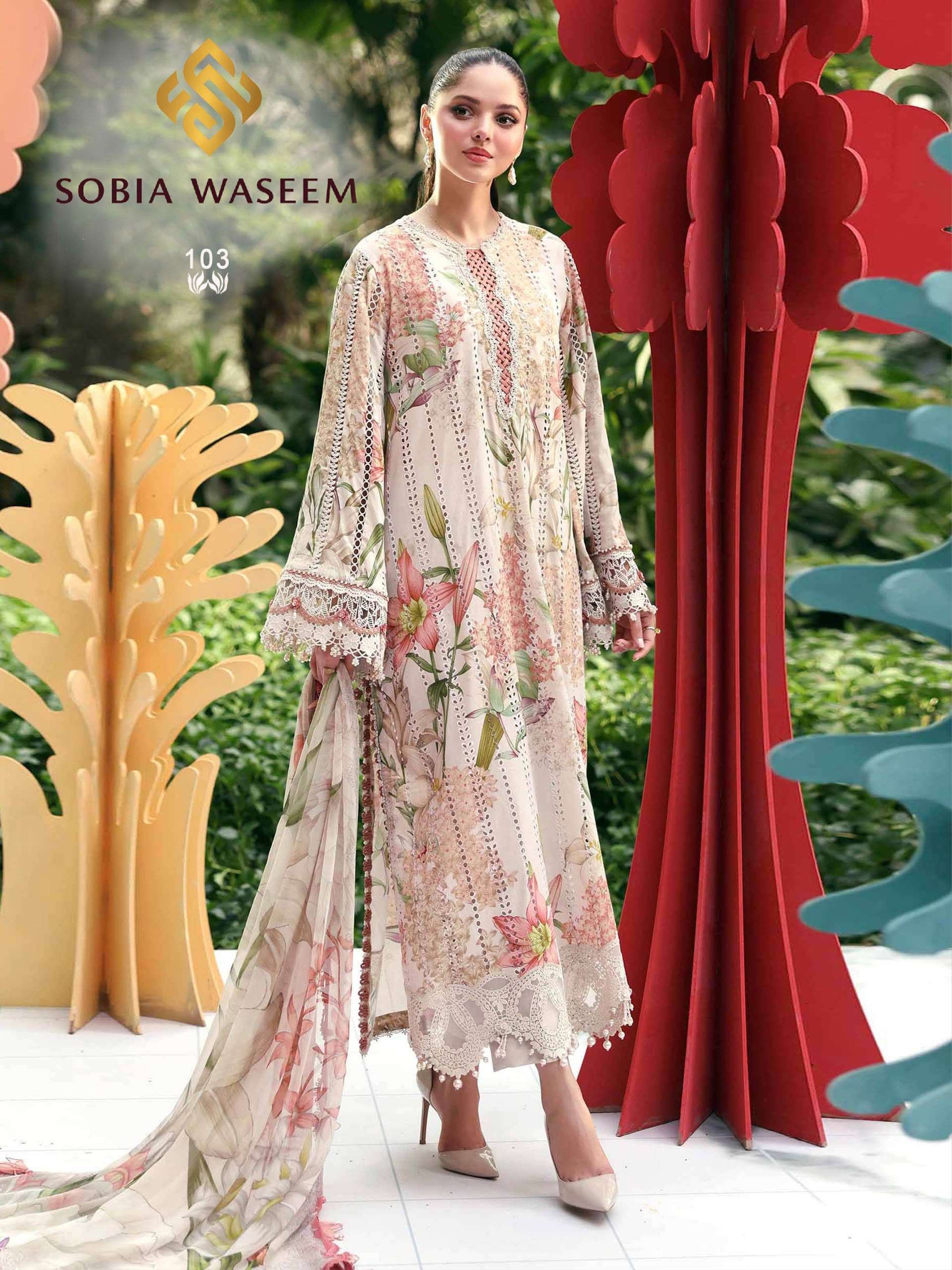 SOBIA WASEEM M PRINT VOL 1 LAWN COTTON DIGITAL KARACHI PRINT SALWAR SUIT