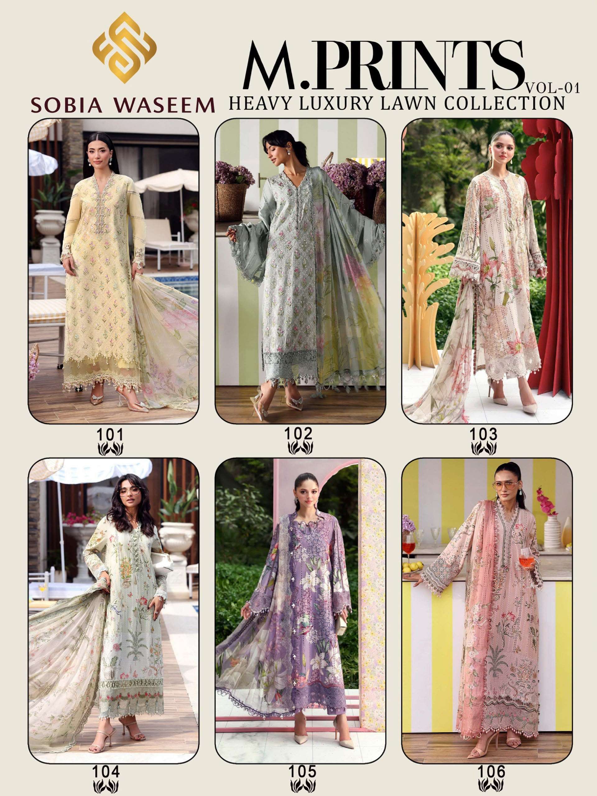 SOBIA WASEEM M PRINT VOL 1 LAWN COTTON DIGITAL KARACHI PRINT SALWAR SUIT
