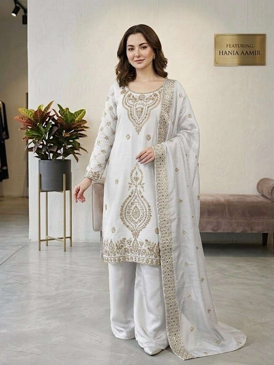 SR 1727 SILK SEQUENCE EMBROIDERY DESIGNER WORK FESTIVE WEAR LADIES SUIT