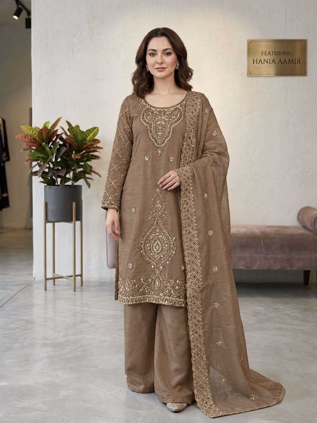 SR 1727 SILK SEQUENCE EMBROIDERY DESIGNER WORK FESTIVE WEAR LADIES SUIT