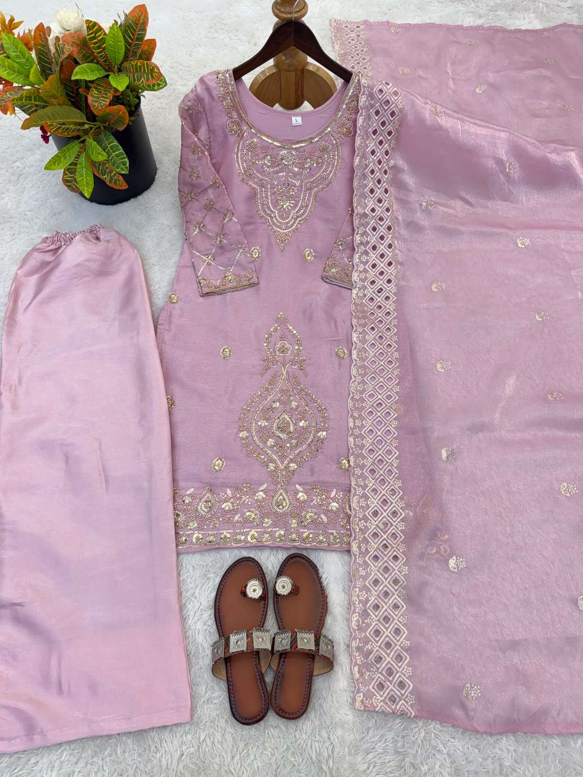 SR 1727 SILK SEQUENCE EMBROIDERY DESIGNER WORK FESTIVE WEAR LADIES SUIT