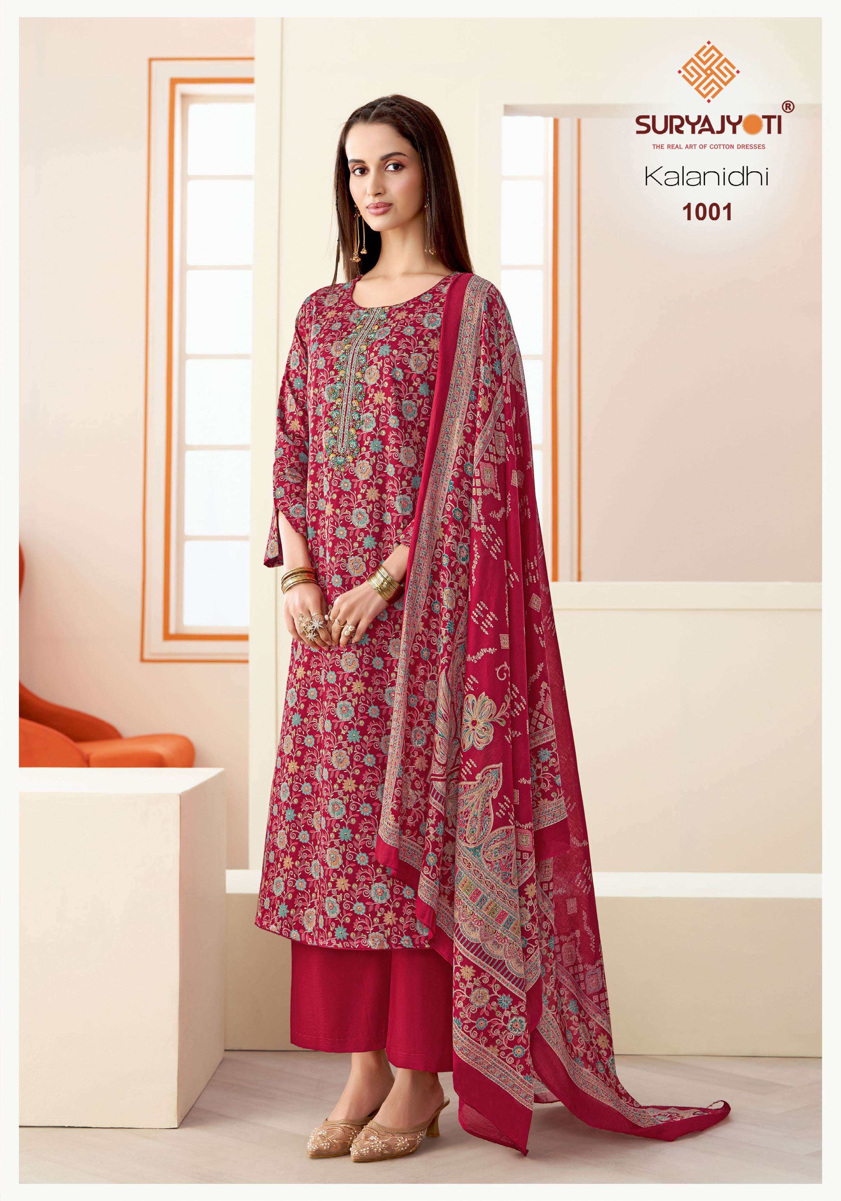SURYAJYOTI KALANIDHI VOL 1 JAM SATIN PRINT WITH FANCY EMBROIDERY WORK SUIT