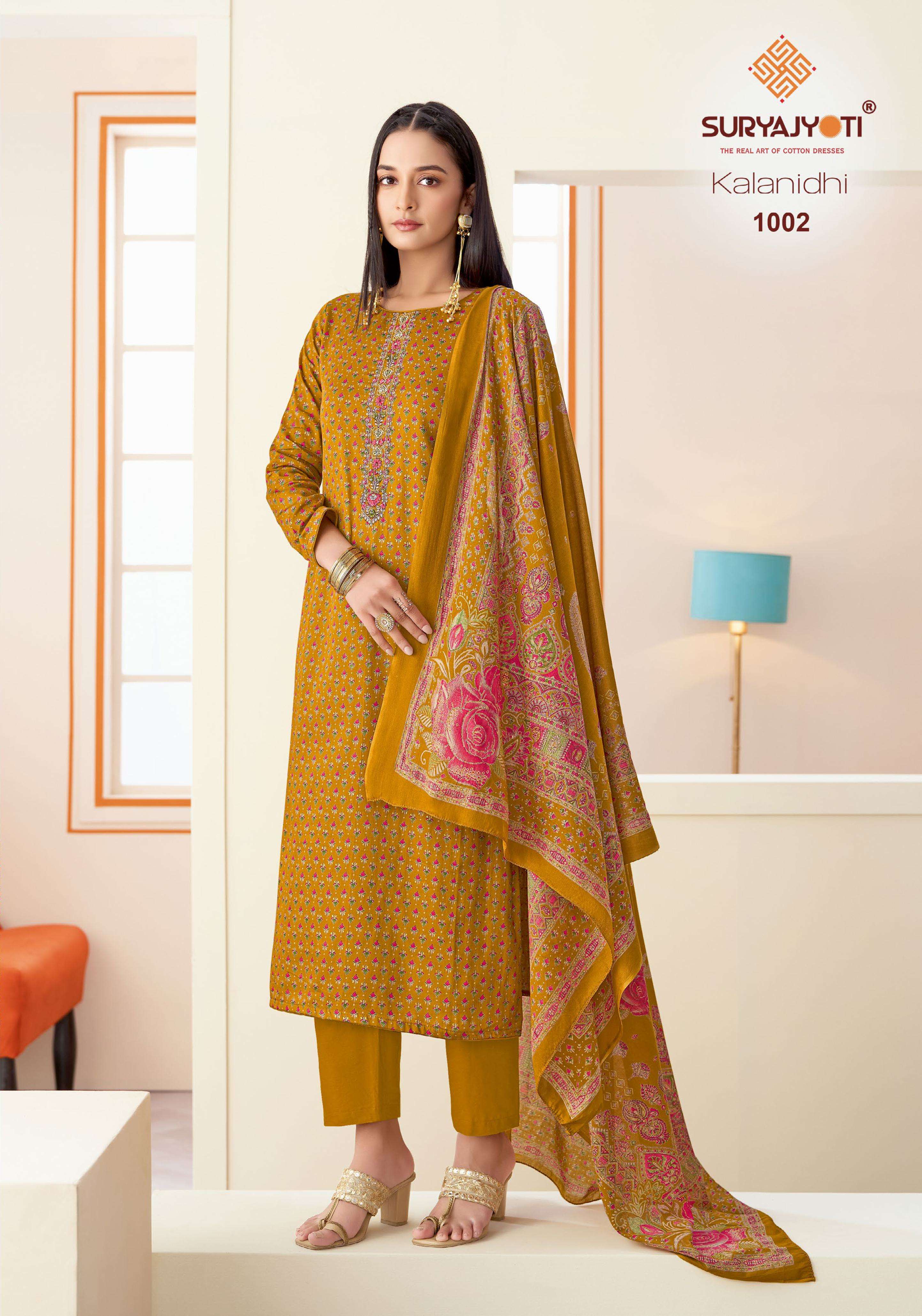 SURYAJYOTI KALANIDHI VOL 1 JAM SATIN PRINT WITH FANCY EMBROIDERY WORK SUIT