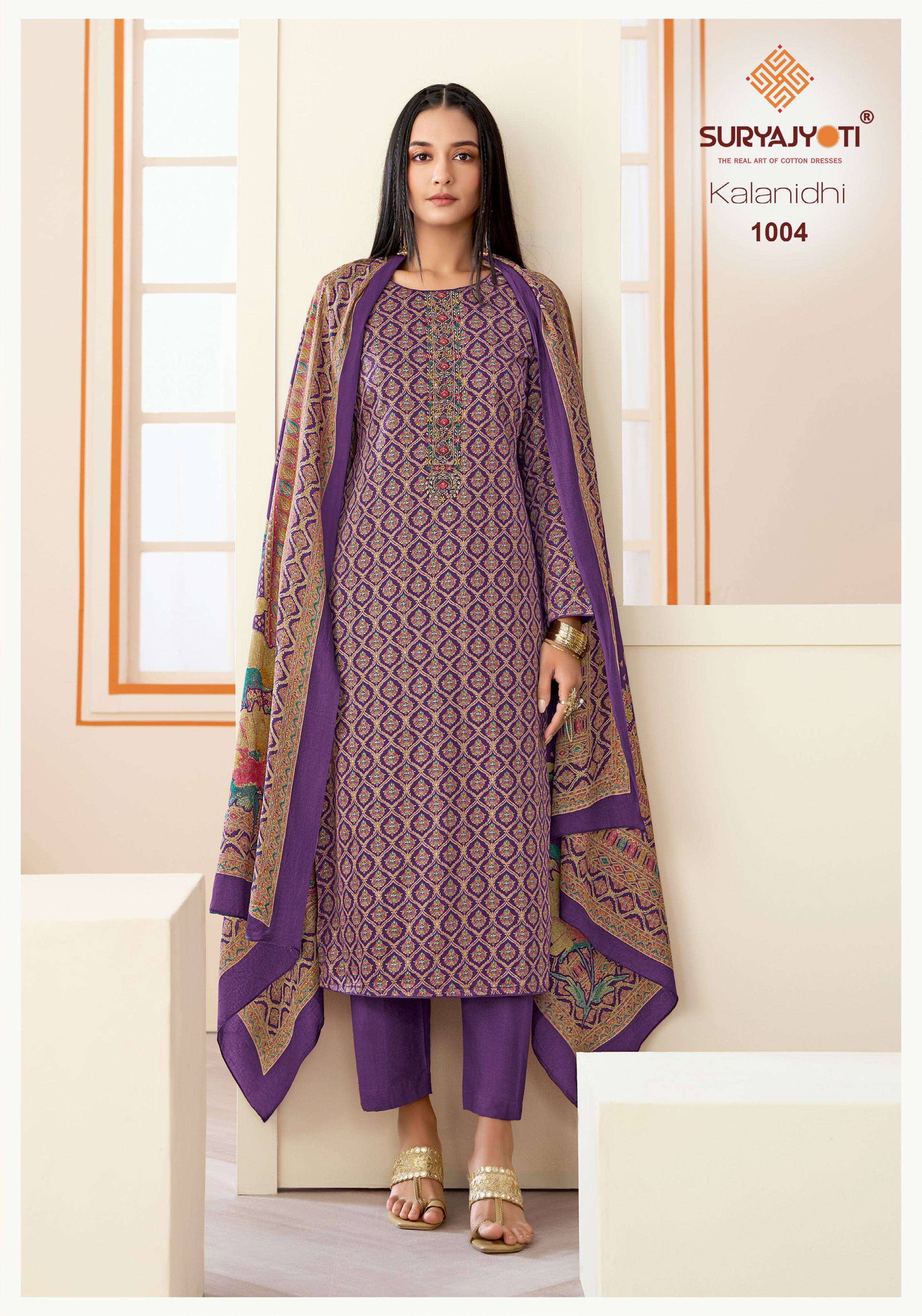 SURYAJYOTI KALANIDHI VOL 1 JAM SATIN PRINT WITH FANCY EMBROIDERY WORK SUIT