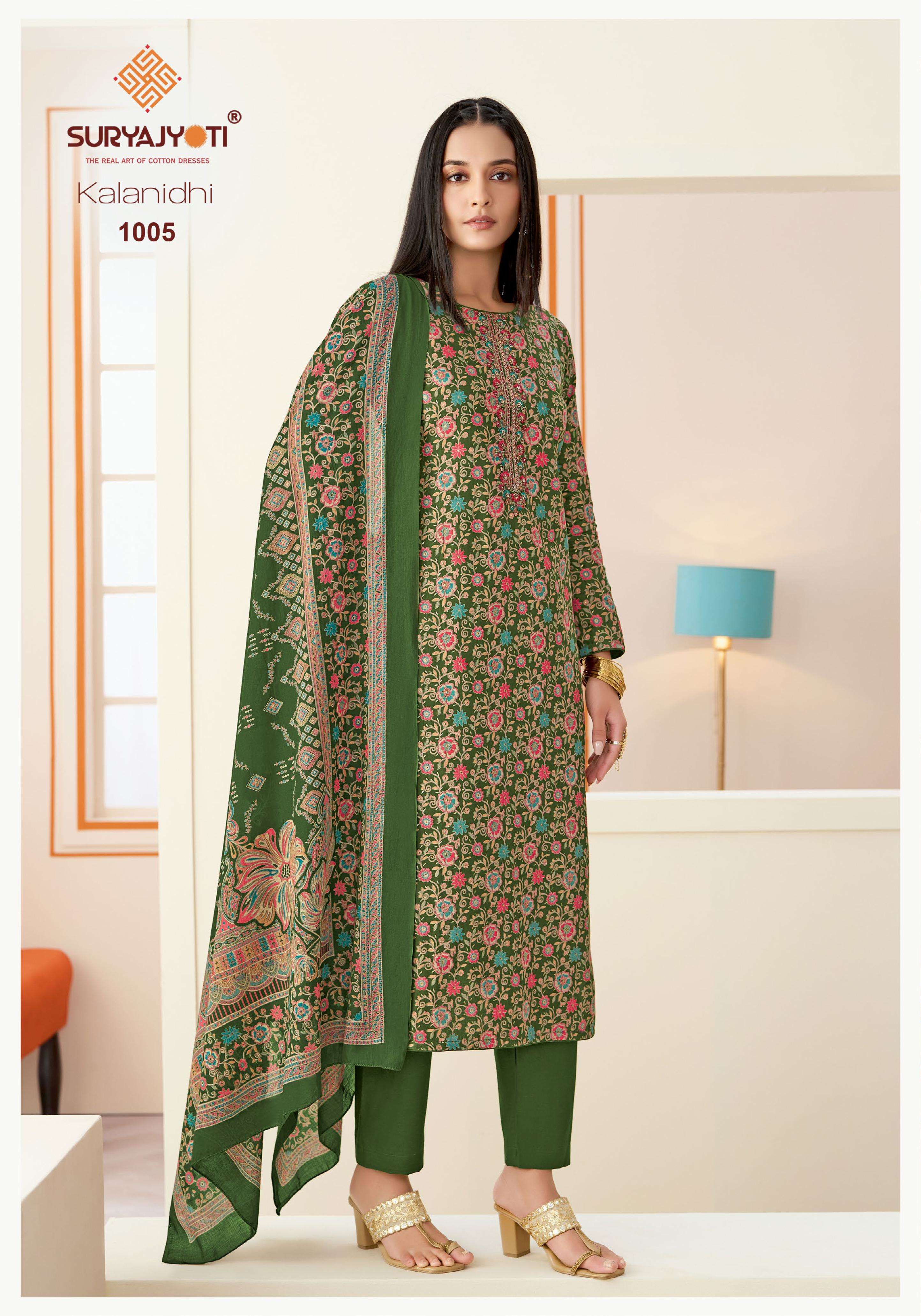 SURYAJYOTI KALANIDHI VOL 1 JAM SATIN PRINT WITH FANCY EMBROIDERY WORK SUIT