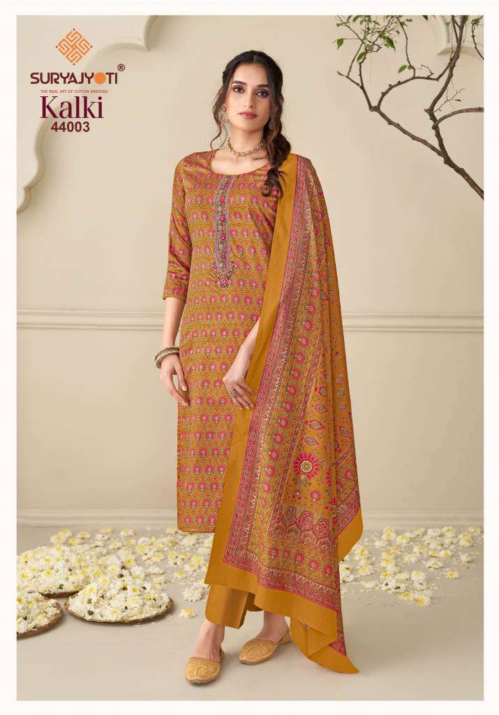 SURYAJYOTI KALKI VOL 44 JAM SATIN PRINT WITH FANCY EMBROIDERY WORK SUIT