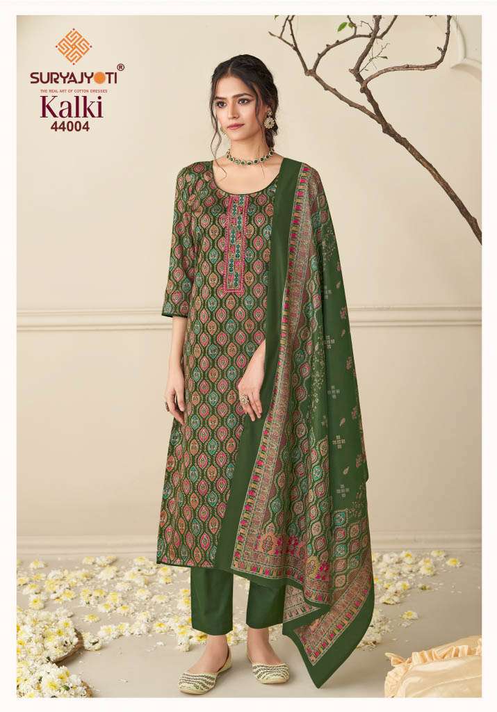 SURYAJYOTI KALKI VOL 44 JAM SATIN PRINT WITH FANCY EMBROIDERY WORK SUIT