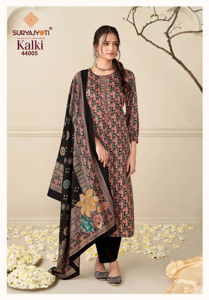 SURYAJYOTI KALKI VOL 44 JAM SATIN PRINT WITH FANCY EMBROIDERY WORK SUIT