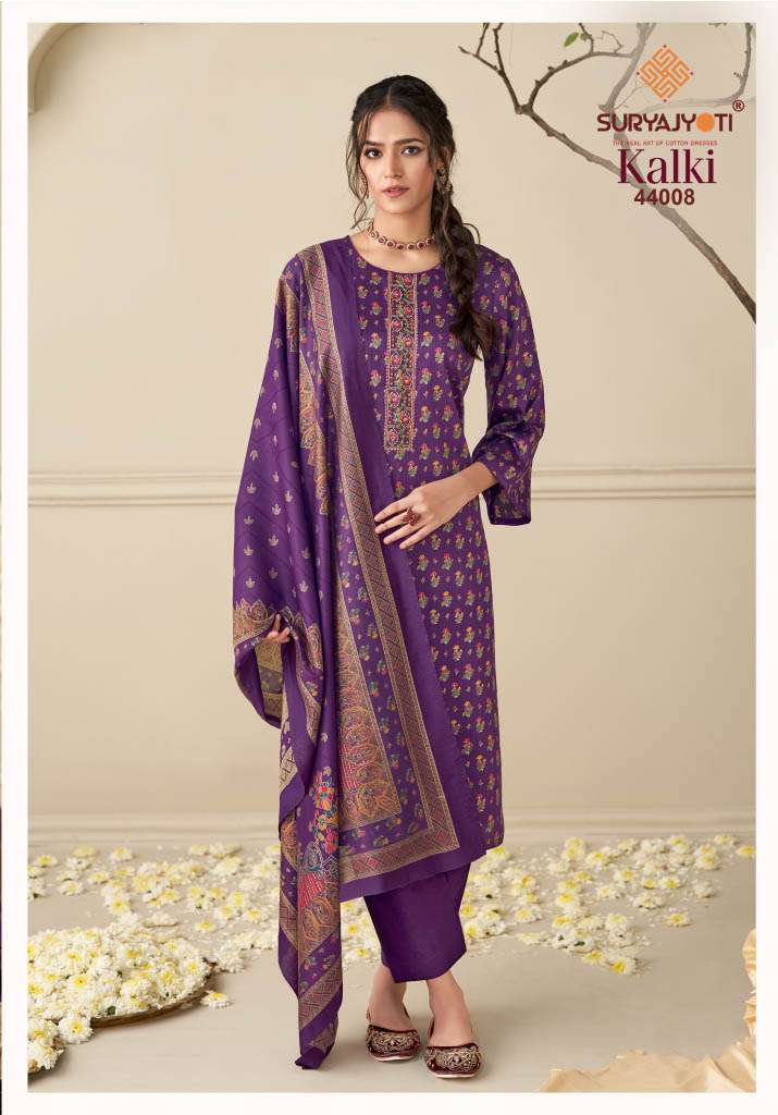 SURYAJYOTI KALKI VOL 44 JAM SATIN PRINT WITH FANCY EMBROIDERY WORK SUIT