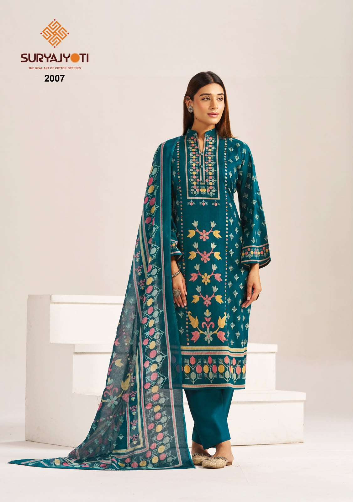 SURYAJYOTI KASHMIRI COTTON VOL 2 COTTON PRINT FANCY WORK SUIT