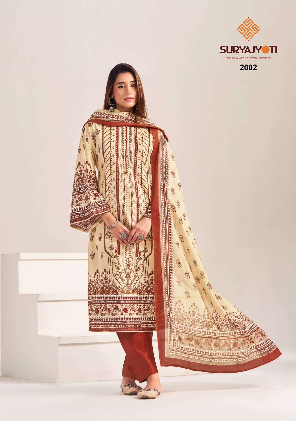 SURYAJYOTI KASHMIRI COTTON VOL 2 COTTON PRINT FANCY WORK SUIT
