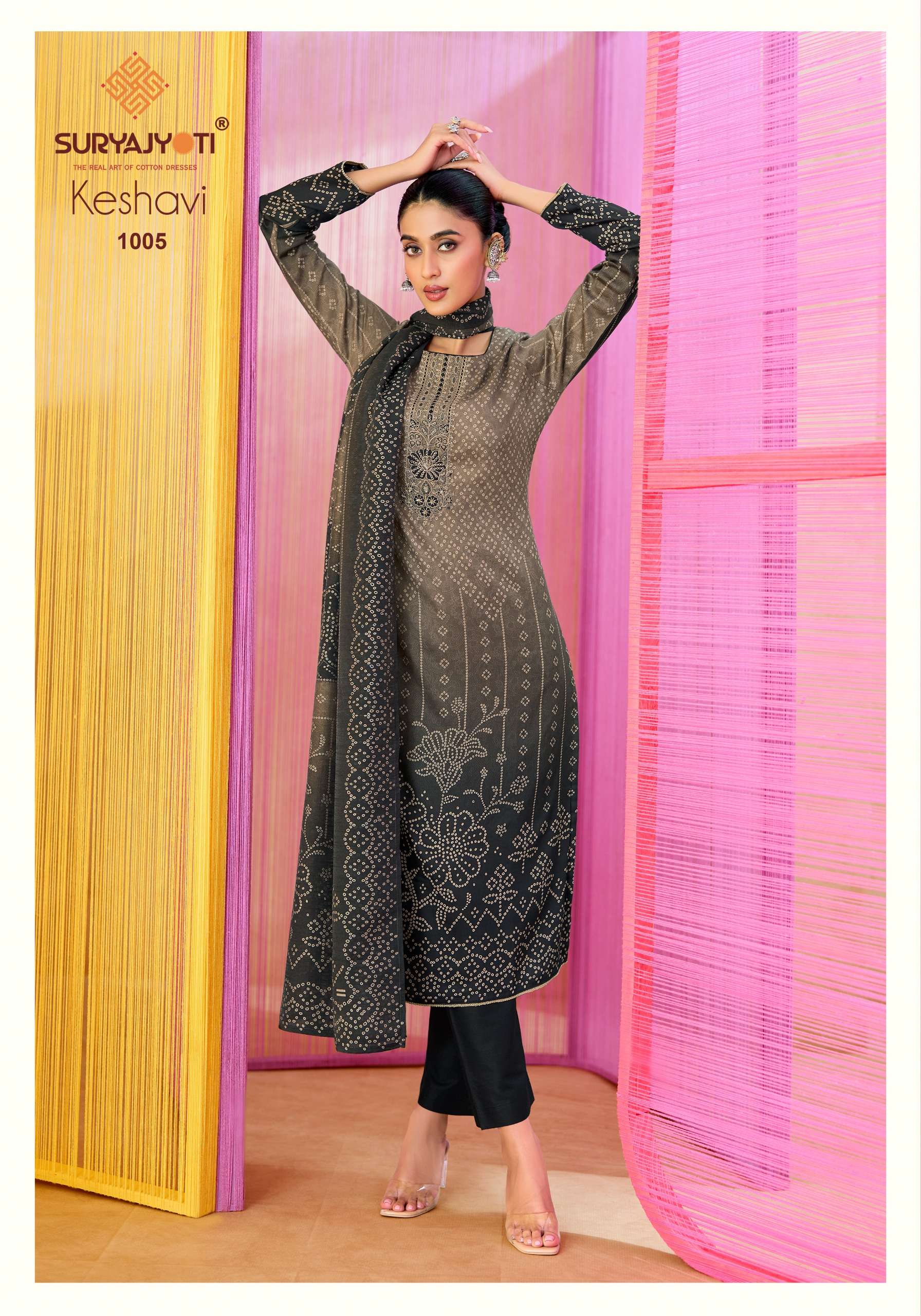 SURYAJYOTI KESHAVI VOL 1 JAM SATIN DIGITAL PRINT EMBROIDERY WORKS SUIT 