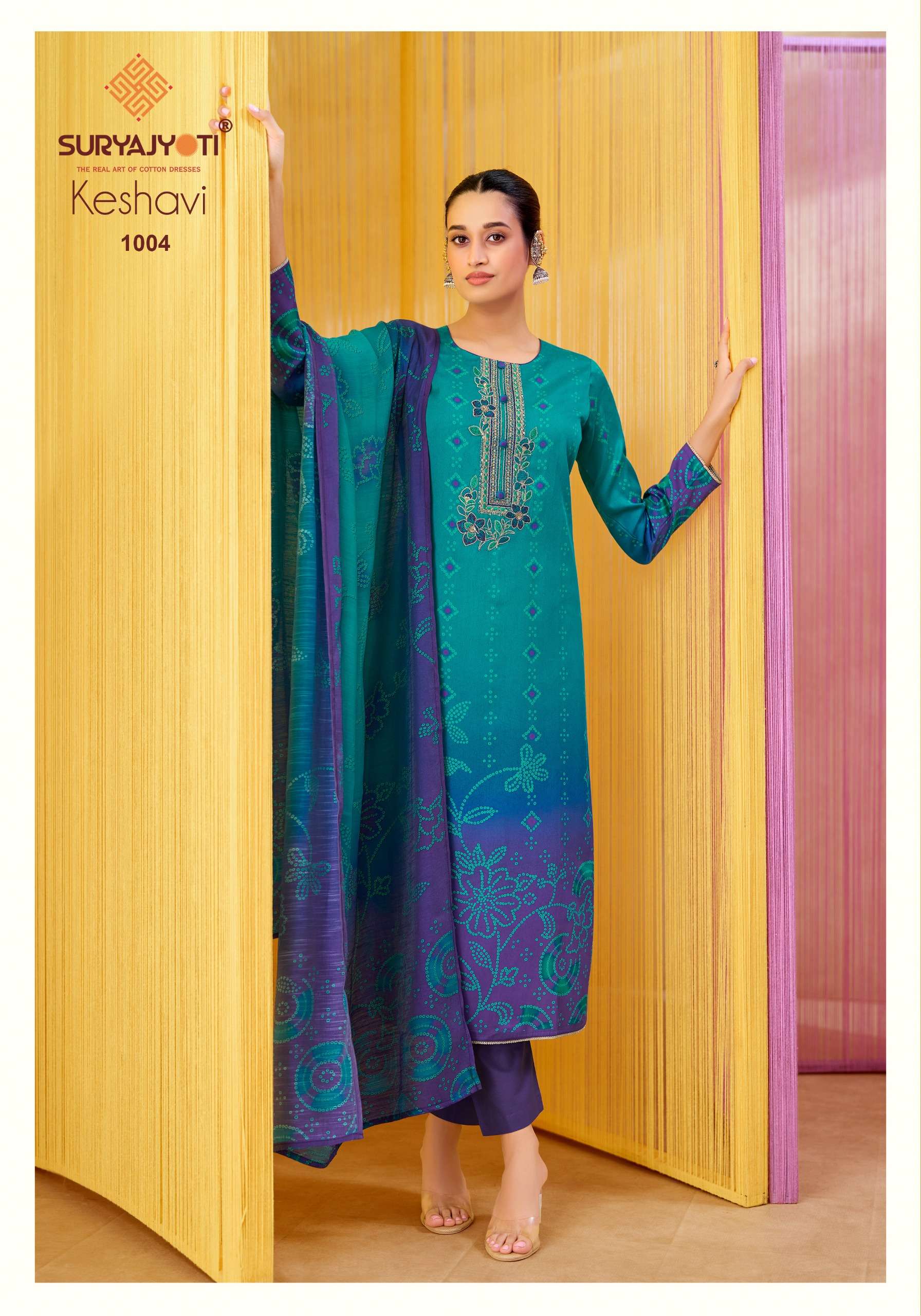 SURYAJYOTI KESHAVI VOL 1 JAM SATIN DIGITAL PRINT EMBROIDERY WORKS SUIT 