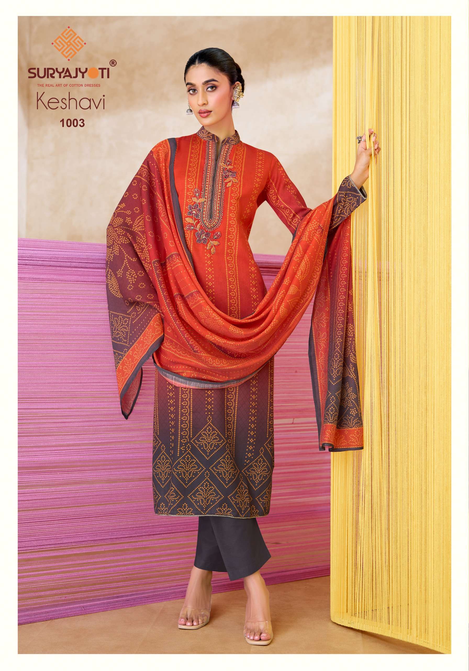 SURYAJYOTI KESHAVI VOL 1 JAM SATIN DIGITAL PRINT EMBROIDERY WORKS SUIT 