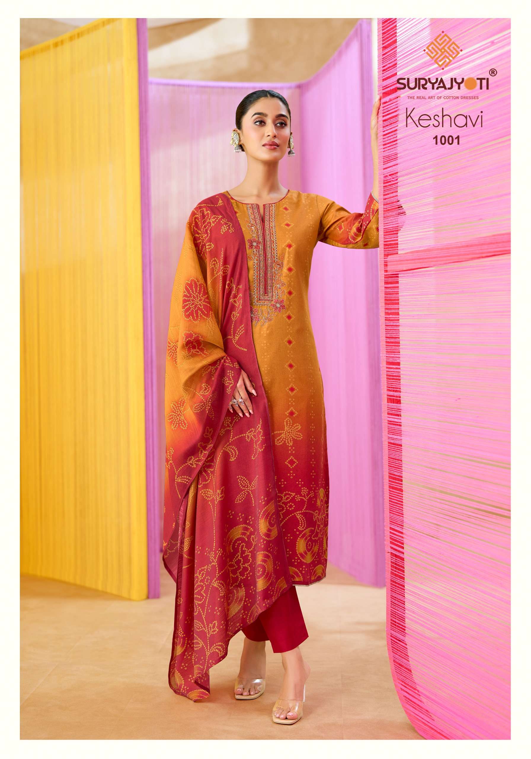 SURYAJYOTI KESHAVI VOL 1 JAM SATIN DIGITAL PRINT EMBROIDERY WORKS SUIT 