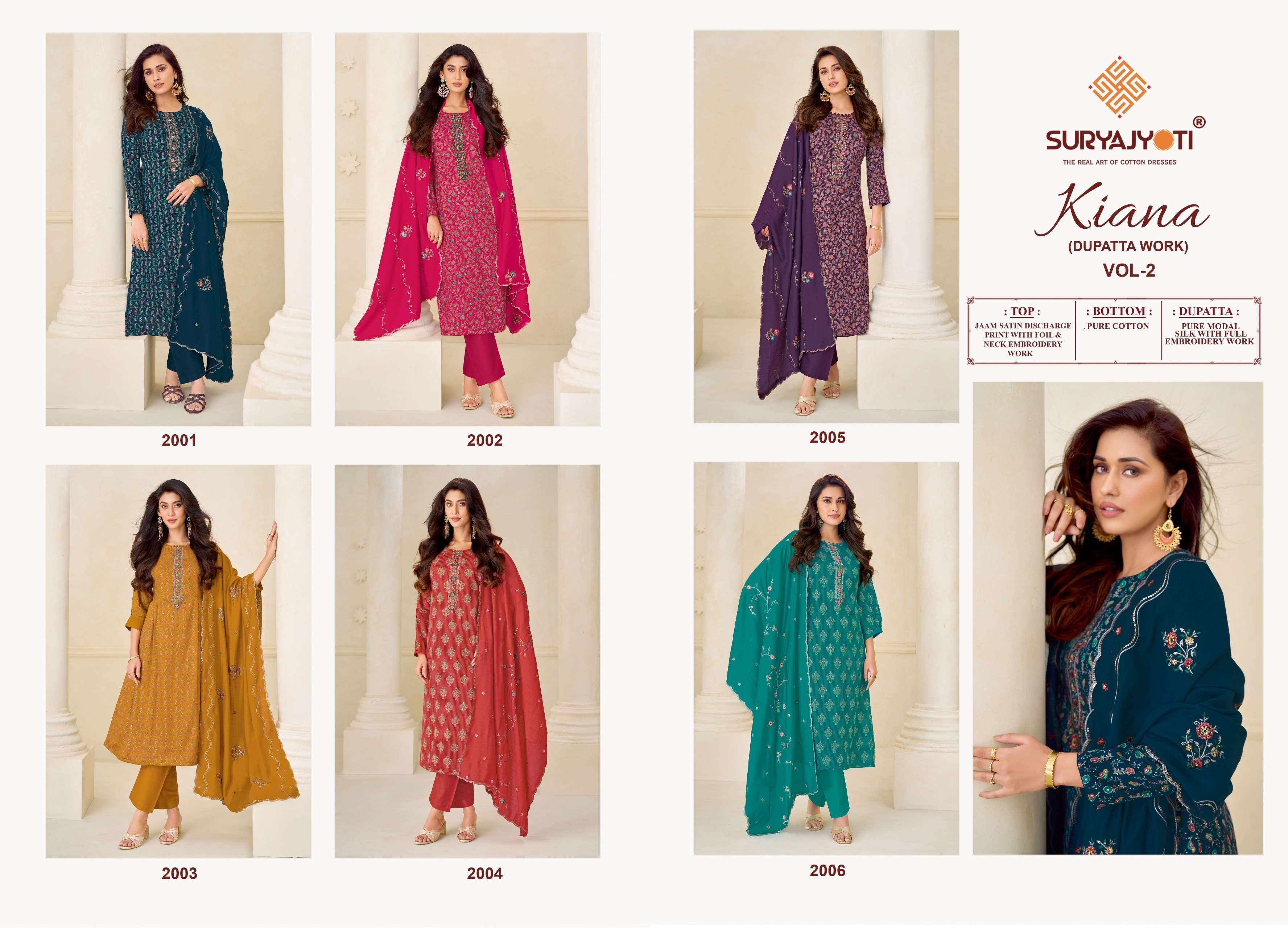 SURYAJYOTI KIANA VOL 2 JAM SATIN PRINT WITH EMBROIDERY WORK SUIT