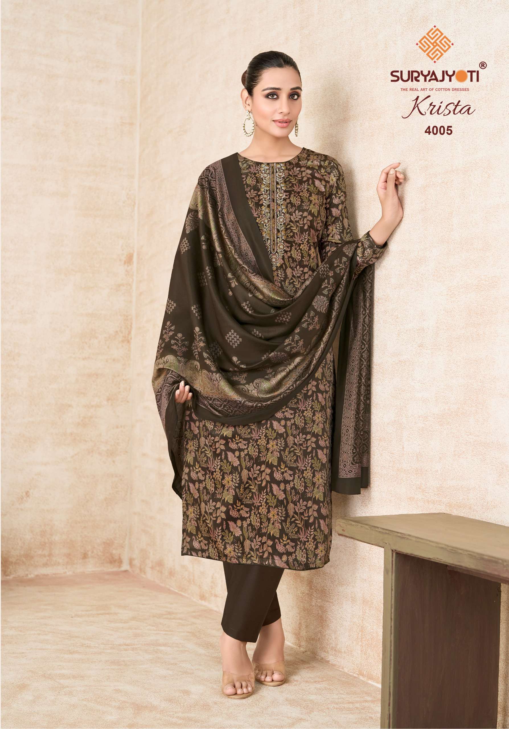 SURYAJYOTI KRISTA VOL 4 JAM SATIN PRINT WITH EMBROIDERY WORK SUIT