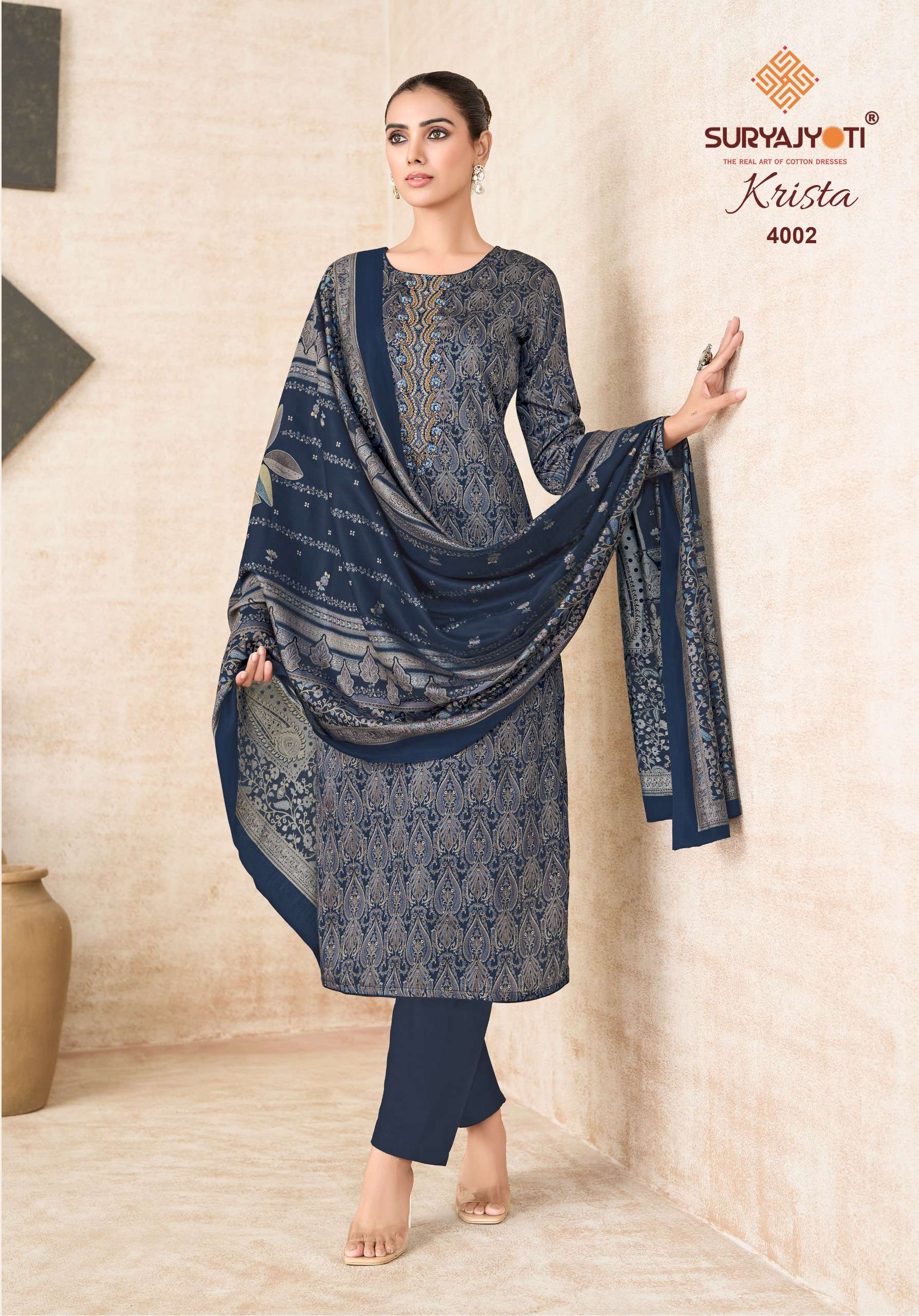 SURYAJYOTI KRISTA VOL 4 JAM SATIN PRINT WITH EMBROIDERY WORK SUIT