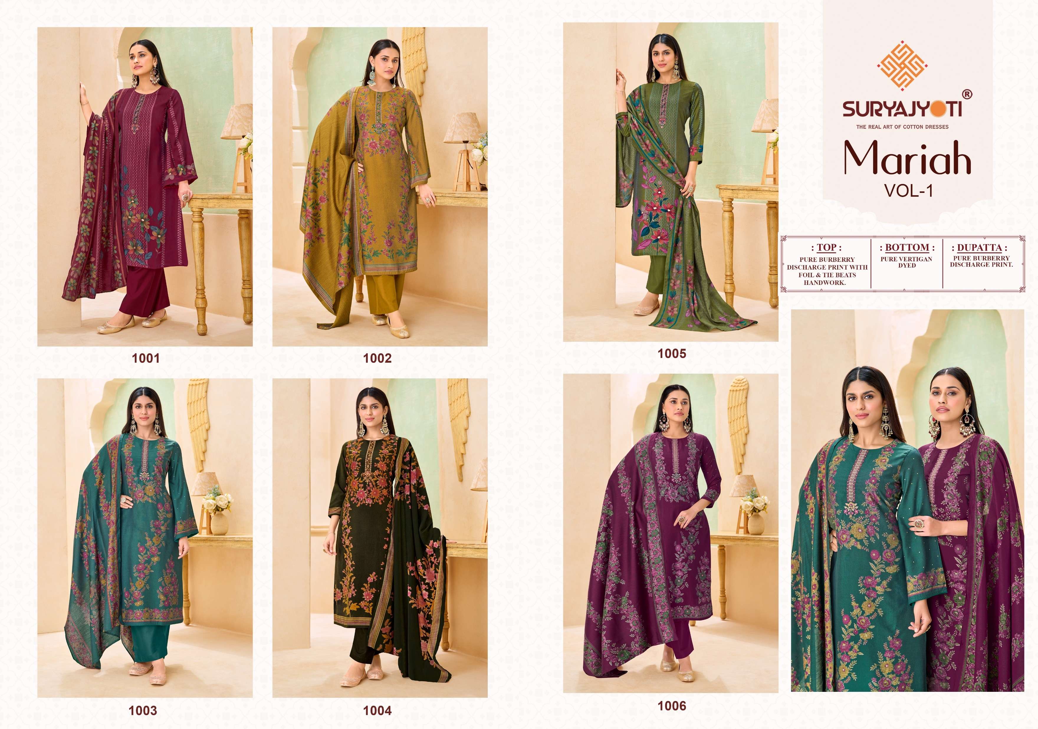 SURYAJYOTI MARIAH VOL 1 BURBERRY FABRIC FANCY WORKS LADIES SALWAR SUIT 