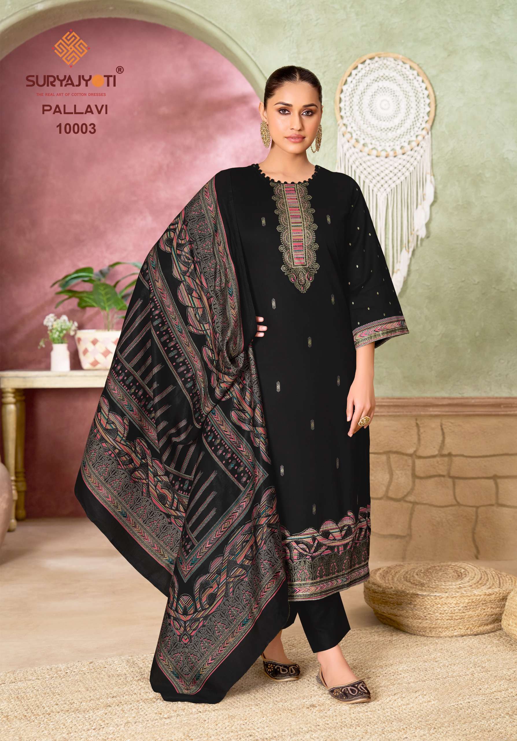 SURYAJYOTI PALLAVI VOL 10 JAM SATIN PRINT WITH FANCY WORK SUIT 