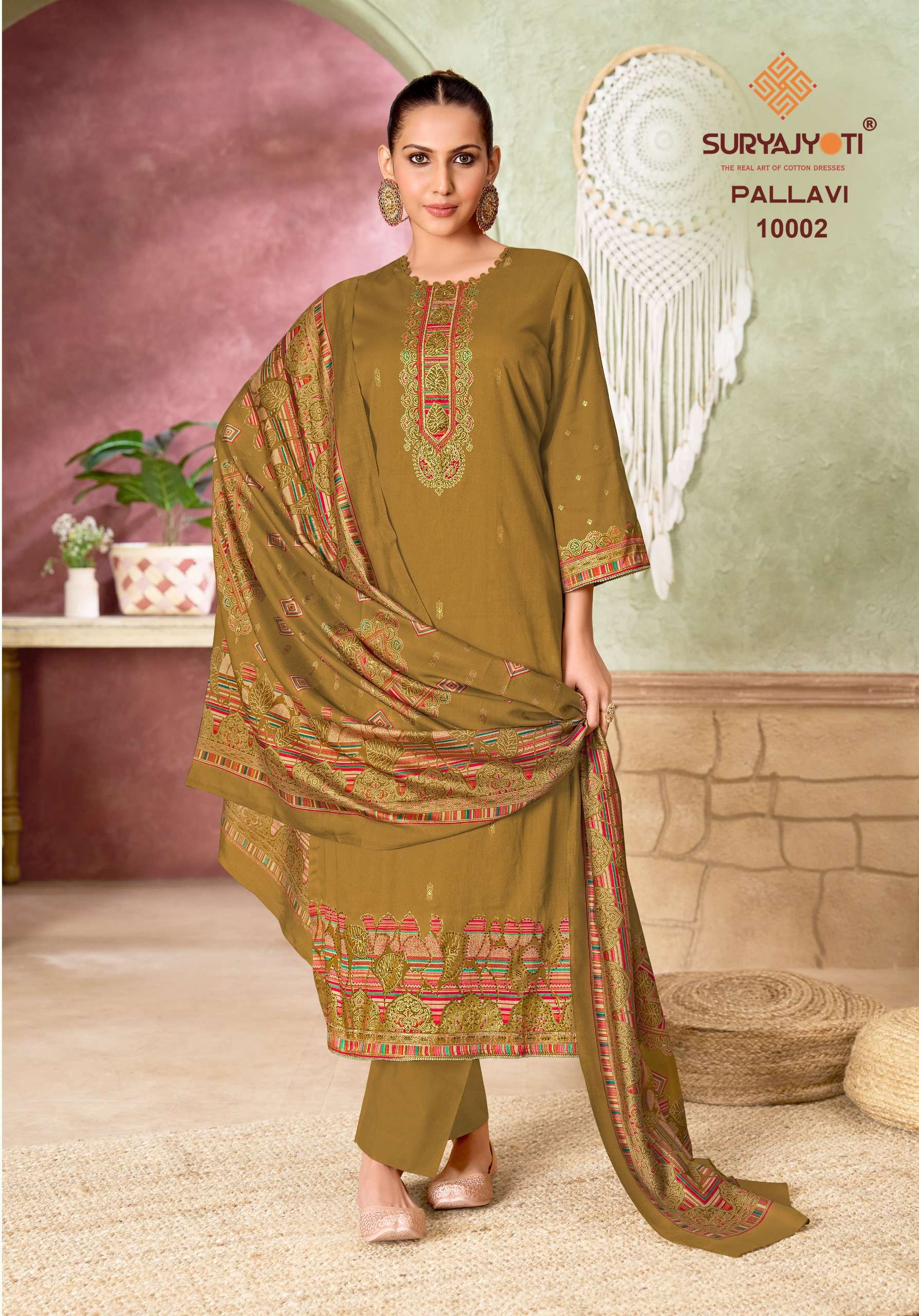 SURYAJYOTI PALLAVI VOL 10 JAM SATIN PRINT WITH FANCY WORK SUIT 