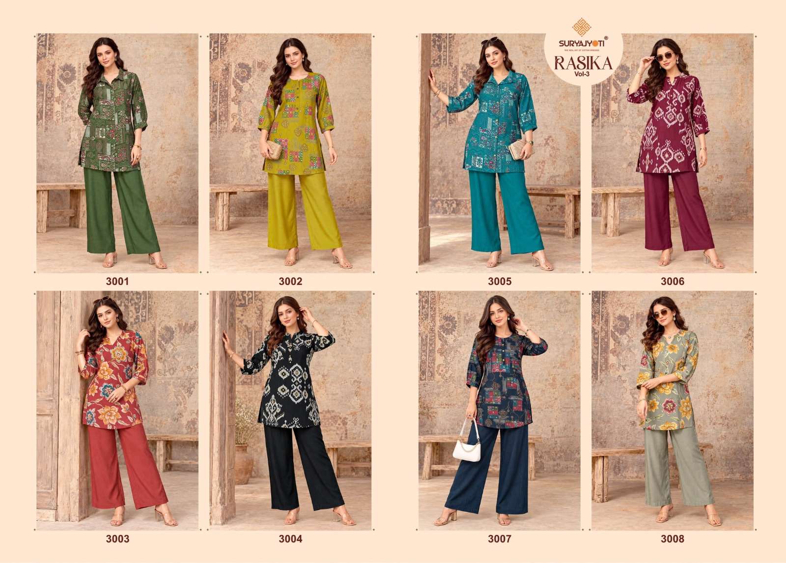 SURYAJYOTI RASIKA VOL 3 FANCY PRINT LADIES TOP WITH BOTTOM PAIR 