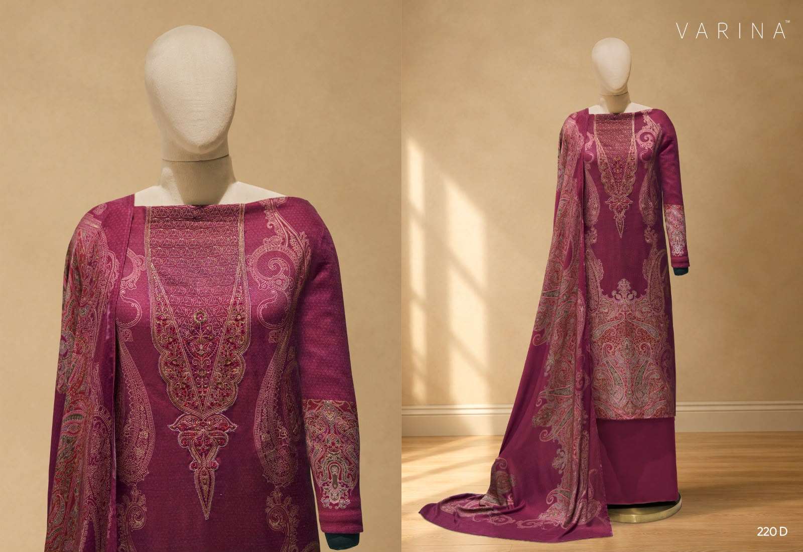 VARINA FAB LUMI D NO 220 PASHMINA DIGITAL PRINT WITH DESIGNER WORK SUIT