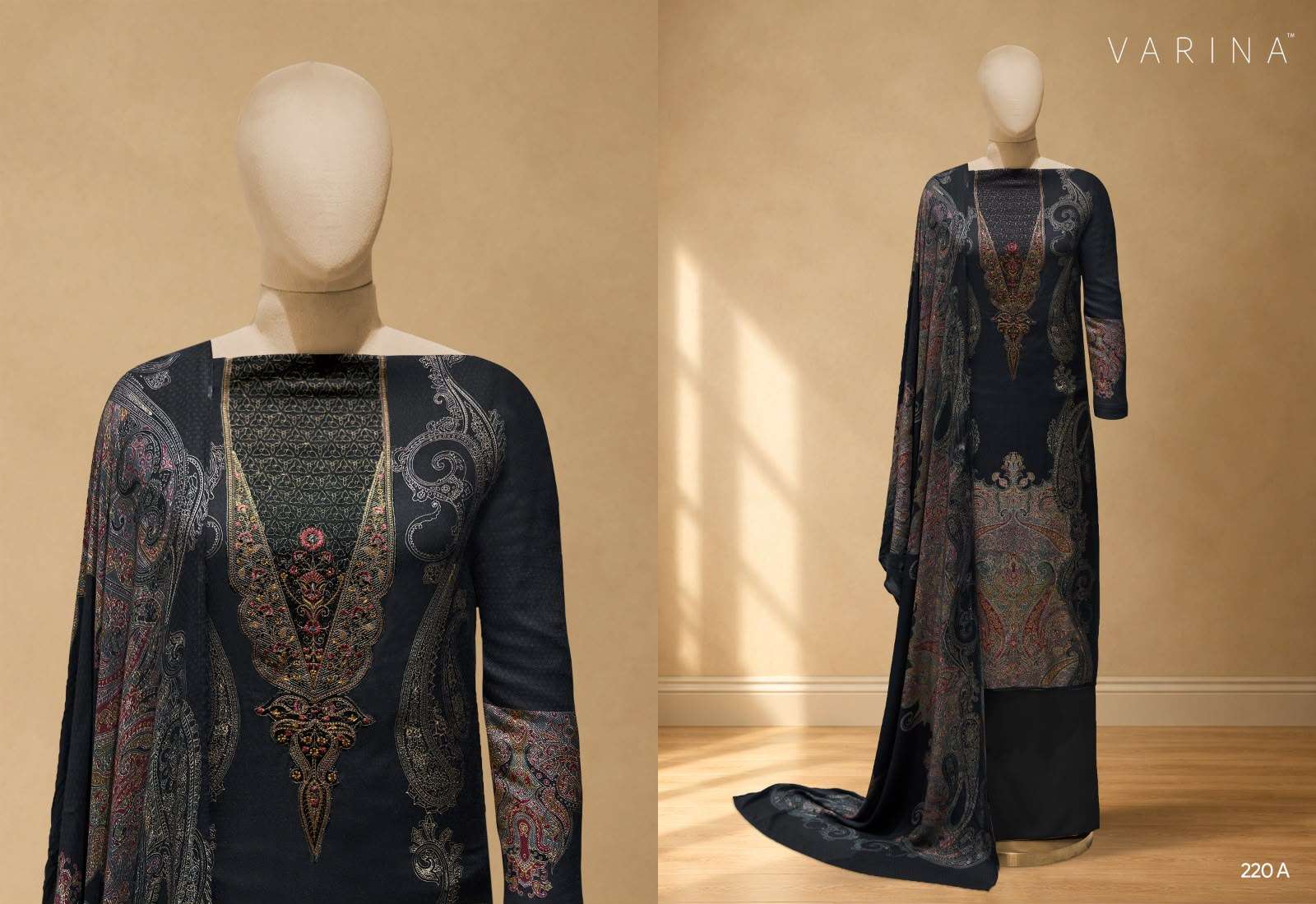 VARINA FAB LUMI D NO 220 PASHMINA DIGITAL PRINT WITH DESIGNER WORK SUIT