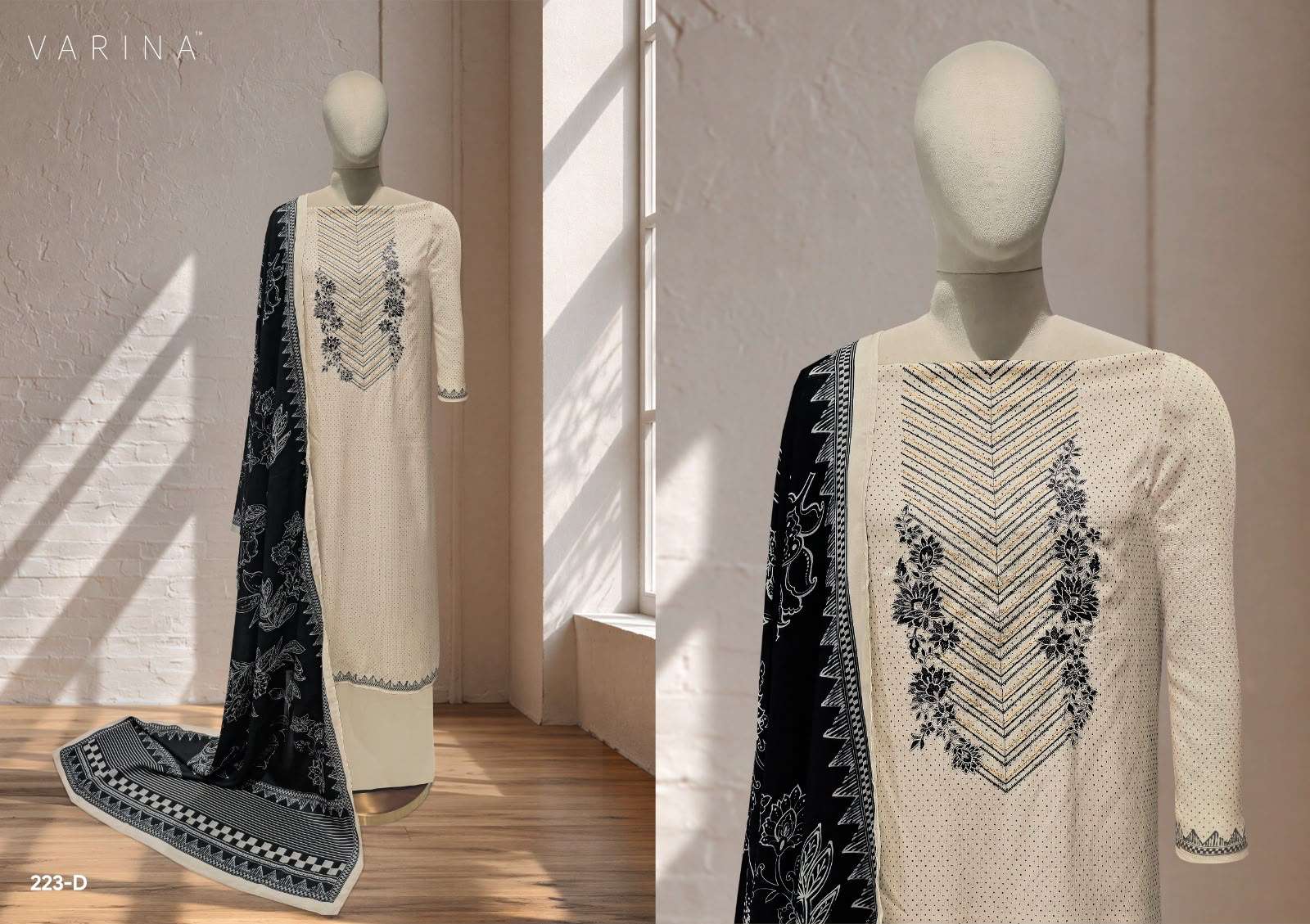 VARINA FAB RUTVI PASHMINA DIGITAL PRINT WITH EMBROIDERY DESIGNER WORK SUIT