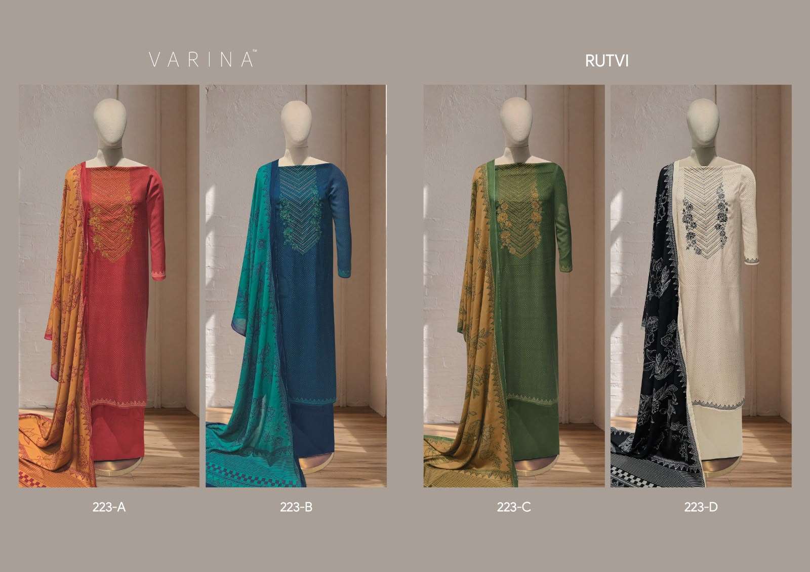 VARINA FAB RUTVI PASHMINA DIGITAL PRINT WITH EMBROIDERY DESIGNER WORK SUIT