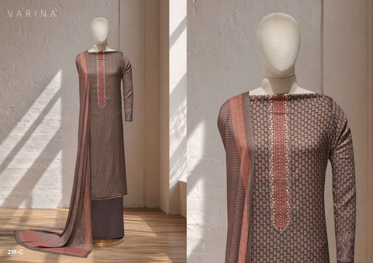 VARINA FAB SHEZAN D NO 219 PASHMINA DIGITAL PRINT WITH EMBROIDERY WORK SUIT