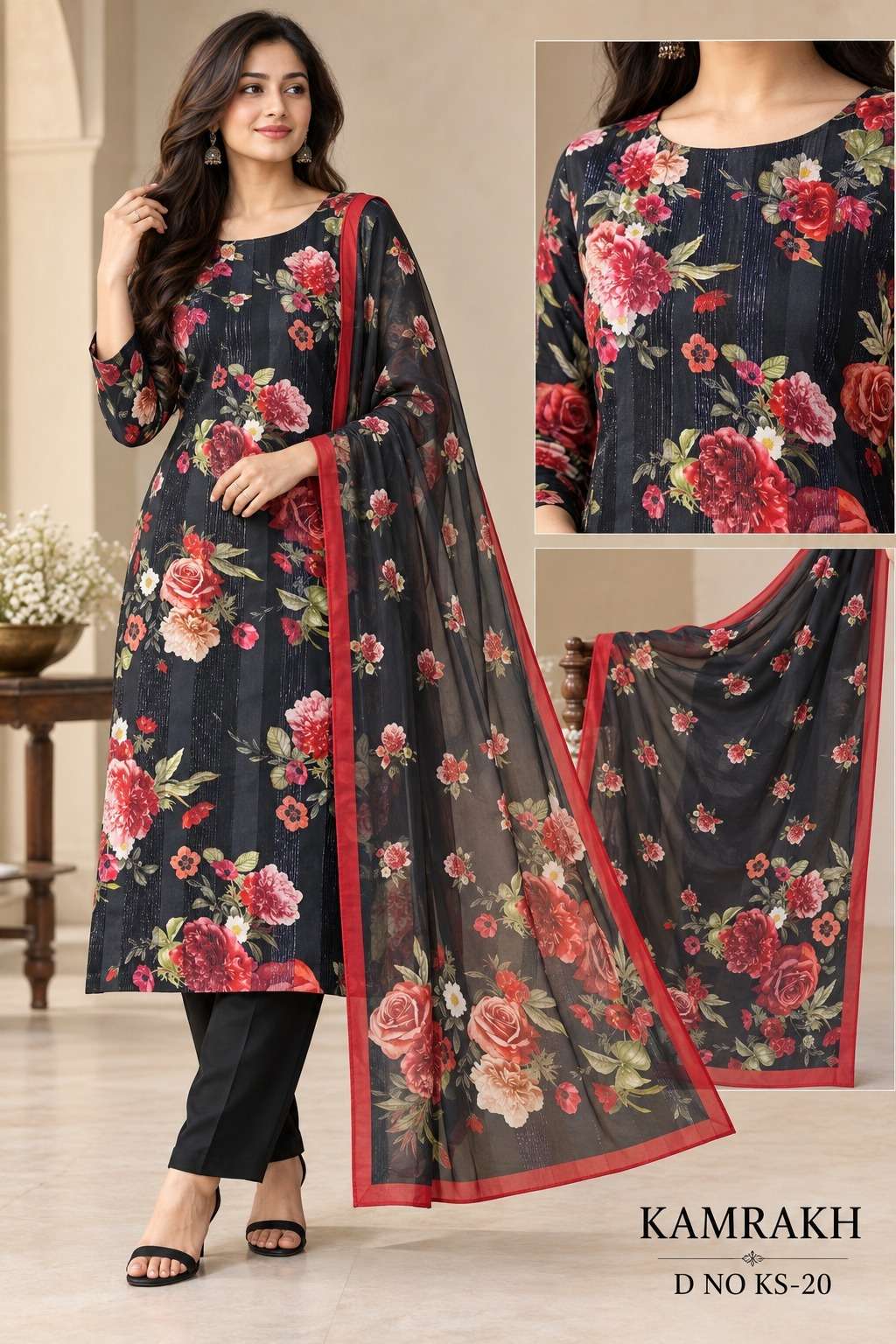 VISHWAM FABRICS KAMRAKH SATIN PRINTED LADIES SALWAR SUIT