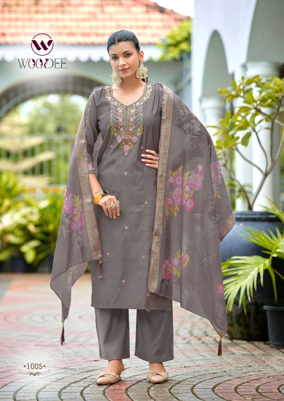 WOODEE HOOR VISCOSE FANCY EMBROIDERIES WORK LADIES 3PCS SET COLLECTION 