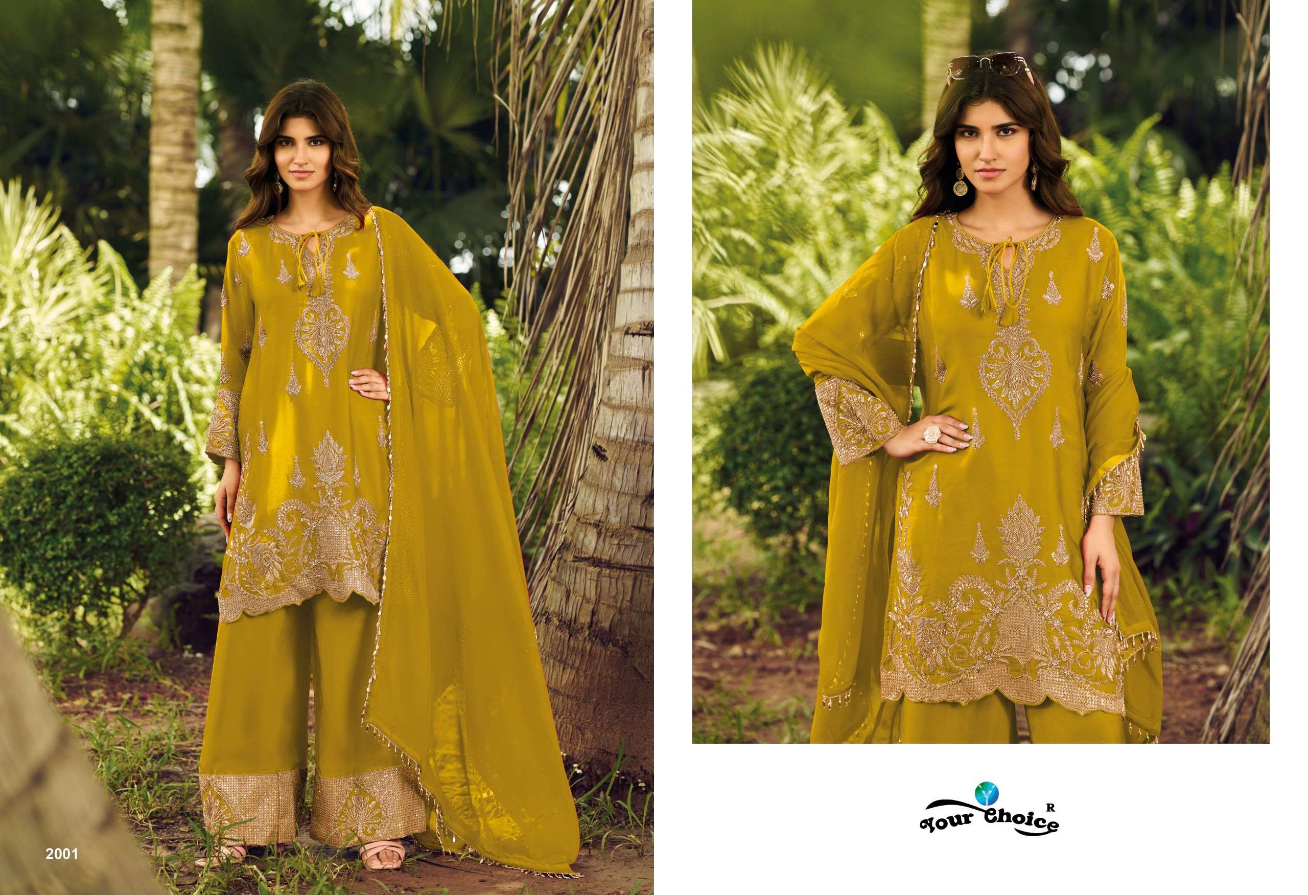 YOUR CHOICE CUBA HEAVY EMBROIDERED DESIGNER FESTIVE WEAR SUIT